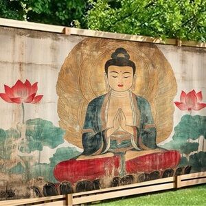 Buddha Tapestry with Lotus Design